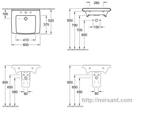 Раковина Villeroy & Boch LifeTime 5174 xx 01 60 см.