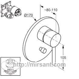 Смеситель для душа встраиваемый Kludi BOZZ 386500576 хром.