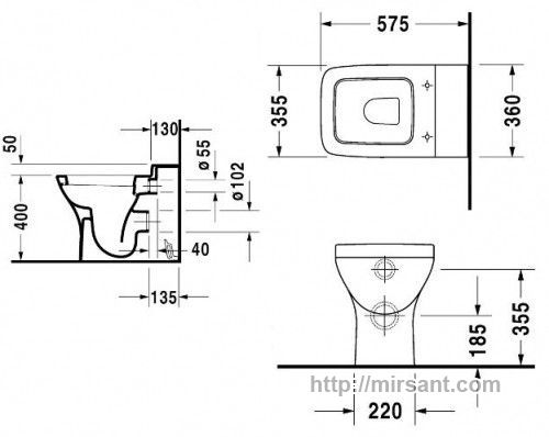 Унитаз Duravit PuraVida 2132090000 приставной