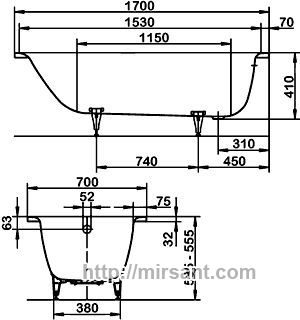 Ванна стальная Kaldewei Saniform Plus 170x70 (3.5 мм)