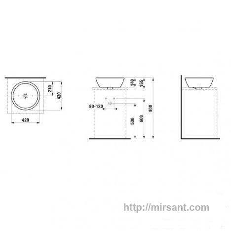 Умывальник-чаша Laufen Pro 1296.2  42 см.