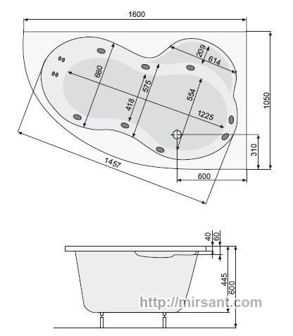 Акриловая ванна Pool Spa Mistral 160*105 L