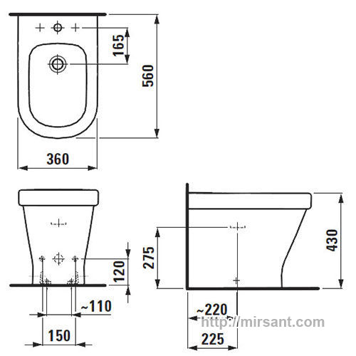 биде Laufen Palace_NEW 3270.1 напольное