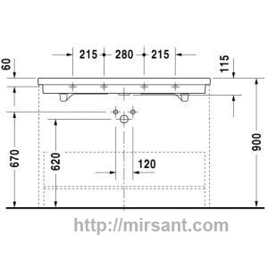 Раковина Duravit 2nd floor 0491120000 120 см.