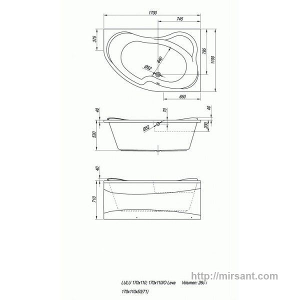Акриловая ванна Kolpasan Lulu 170*110*71 (L,R)