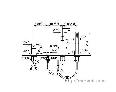 смеситель на ванну Emmevi Piper CR45120 хром.