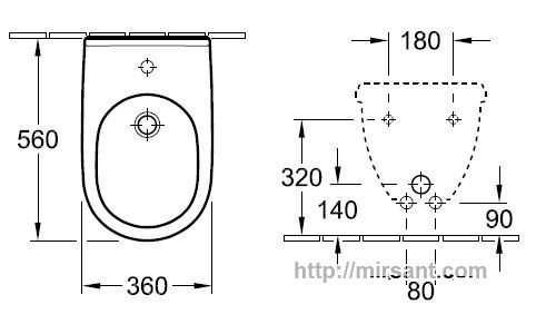 Биде Villeroy & Boch O. Nova 54600001 подвесное