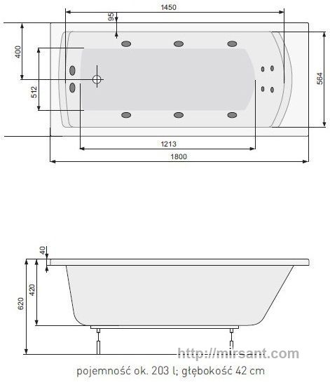 Акриловая ванна Pool Spa Linea 180*80 с ножками