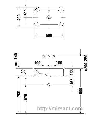 Умывальник Duravit Happy D. 0458600028 60 см.