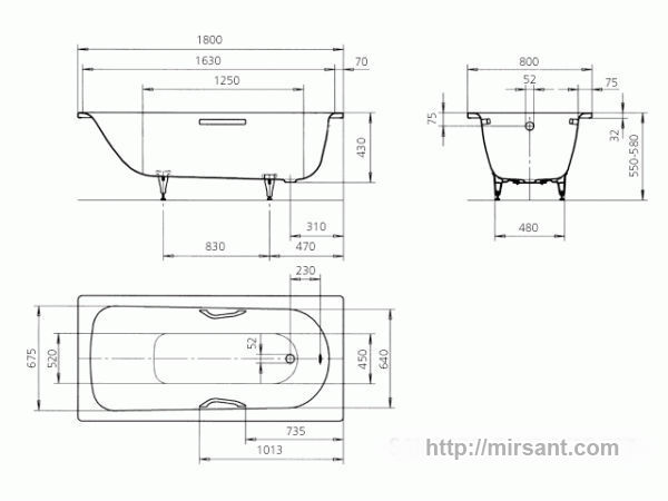 Ванна стальная Kaldewei Saniform Plus Star 180*80