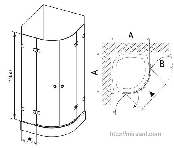 Душевая кабина Ravak Brilliant 3U277A00Y1+D01000A073 90*90