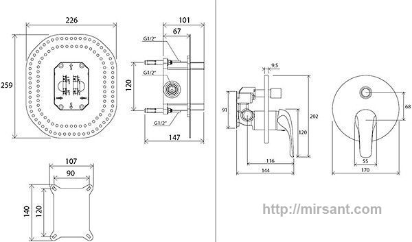 Смеситель для душа Ravak Rosa X070050 под R-box