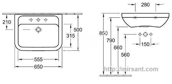 Раковина Villeroy & Boch Architectura 51756501 65 см.