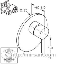 Смеситель для душа встраиваемый Kludi BOZZ 386550576 хром.