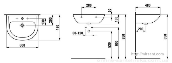 Умывальник Laufen Pro 1095.2 60 см.