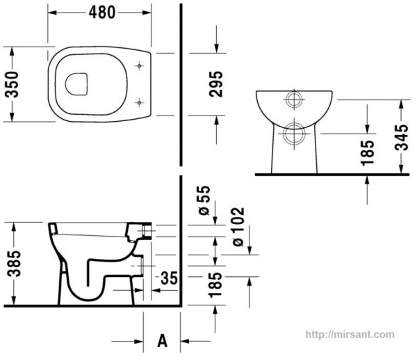 Унитаз Duravit D-Code 210909 приставной