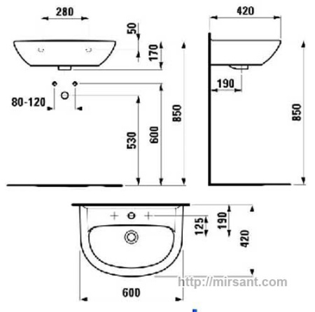 Раковина Laufen Pro 1495.2  60 см. || 