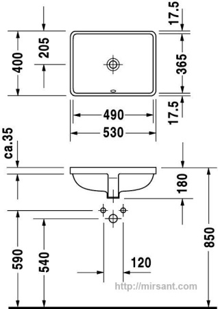 Умывальник  Duravit Starck 3 030549 49 см. || 