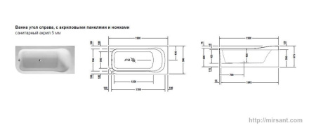 Ванна акриловая Duravit Esplanade 190*90 R || 