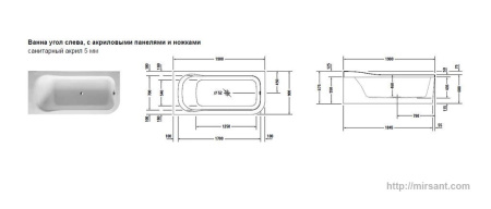 Акриловая ванна Duravit Esplanade 190*90 L || 