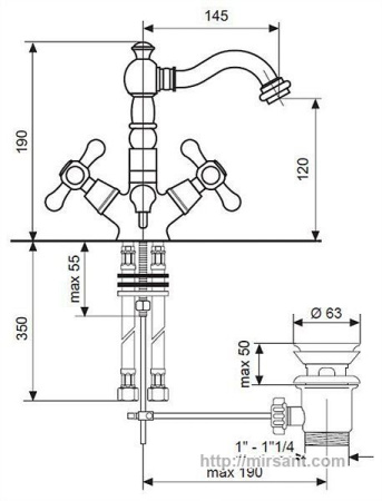 Смеситель на умывальник Emmevi Deco Old BR12615 бронз. || 