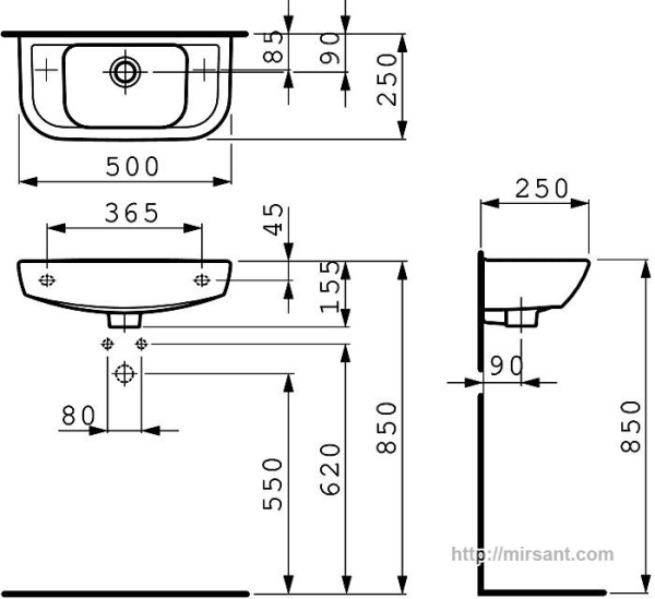 Раковина Laufen Pro 1695.7.105 50 см.