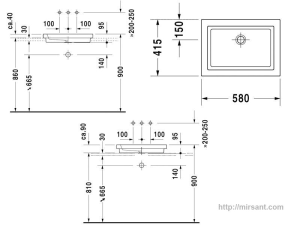Раковина Duravit 2nd floor 031758 58 см.