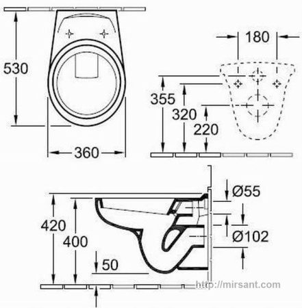 Унитаз Villeroy & Boch Omnia Pro 76151001 подвесной || 