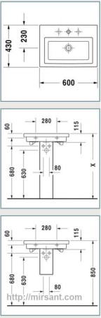 Раковина Duravit 2nd floor 0491600000 60 см. || 