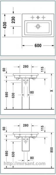 Раковина Duravit 2nd floor 0491600000 60 см.