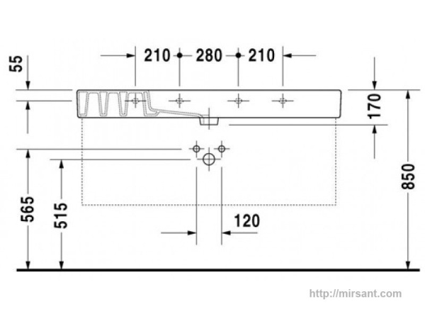 Умывальник Duravit Vero 0329120000 125 см.
