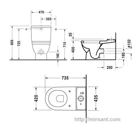 Унитаз Duravit Starck 3 2104090000 напольный || 