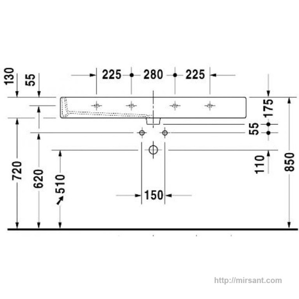 Раковина Duravit Vero 0454120000 120 см.