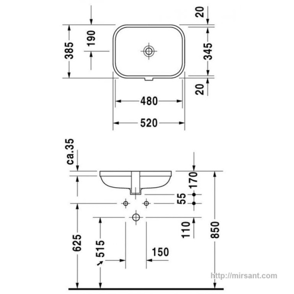 Умывальник Duravit Happy D. 0457480000 48 см.