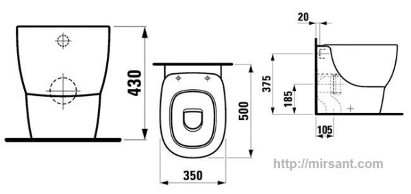 Унитаз Laufen Mimo 2155.1 напольный