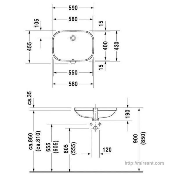 Умывальник  Duravit D-Code 0338560002 56 см.