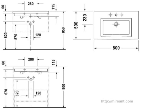 Раковина Duravit 2nd floor 0491800000 80 см. || 