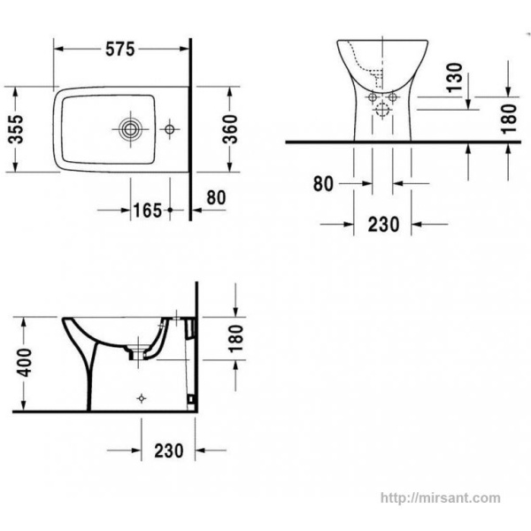 Биде Duravit PuraVida 2246100000  напольное