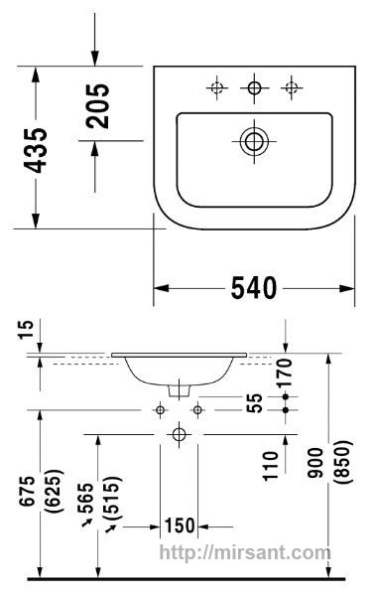 Умывальник Duravit Happy D. 0423540000 54 см.