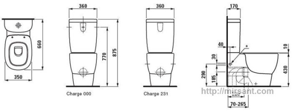 Унитаз компакт Laufen Mimo 2455.6 напольный