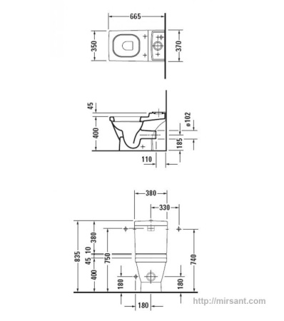 Унитаз Duravit 2nd floor 2107090000 напольный || 
