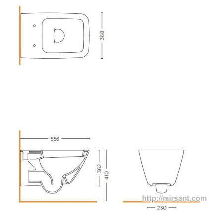 Подвесной унитаз Back to Wall Water Closet. || 