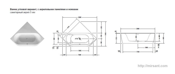 Акриловая ванна Duravit Darling New 142*142 с ножками
