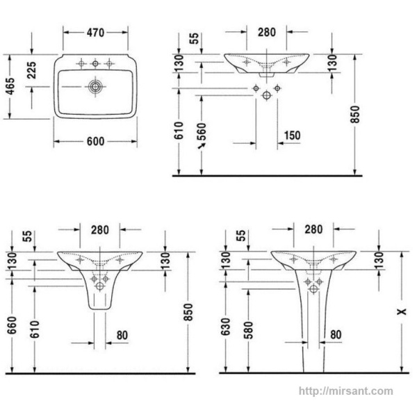 Умывальник Duravit PuraVida 2700600000 60 см.