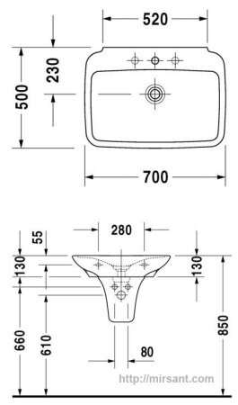 Раковина Duravit PuraVida 2700700000  70 см. || 