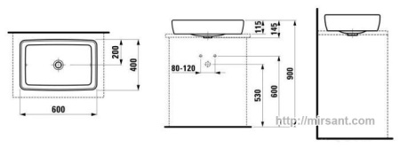 Умывальник - чаша Laufen Pro 1695.2  60 см. || 