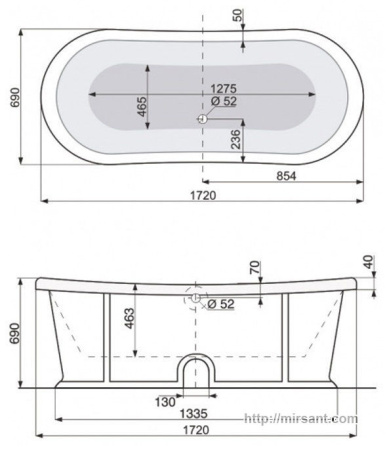 Акриловая ванна Pool Spa Vogue 172*69 || 