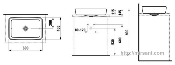 Умывальник - чаша Laufen Pro 1695.2  60 см.