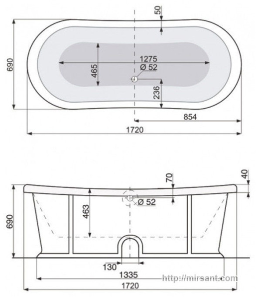 Акриловая ванна Pool Spa Vogue 172*69