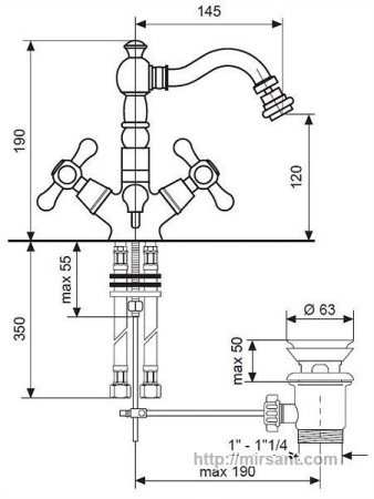 Смеситель на биде Emmevi Deco Old BR12614 P бронз. || 